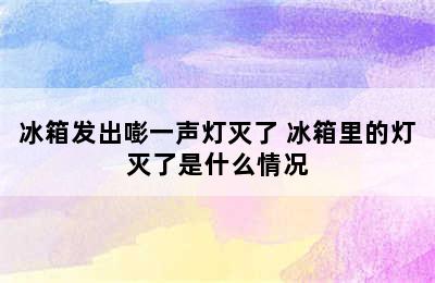 冰箱发出嘭一声灯灭了 冰箱里的灯灭了是什么情况